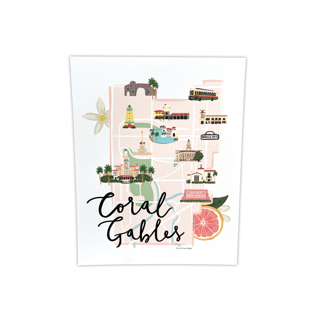 CORAL GABLES MAP (ART PRINT)